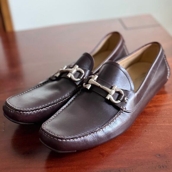 Salvatore Ferragamo Parigi Gancini Bit Driving Moc Shoe loafer brown leather 9 - Picture 11 of 14